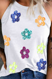 Sequin Flower Grecian Neck Tank - Trendsi - Flyclothing LLC