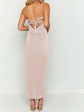 Lace-Up Back Tube Maxi Dress - Trendsi - Flyclothing LLC