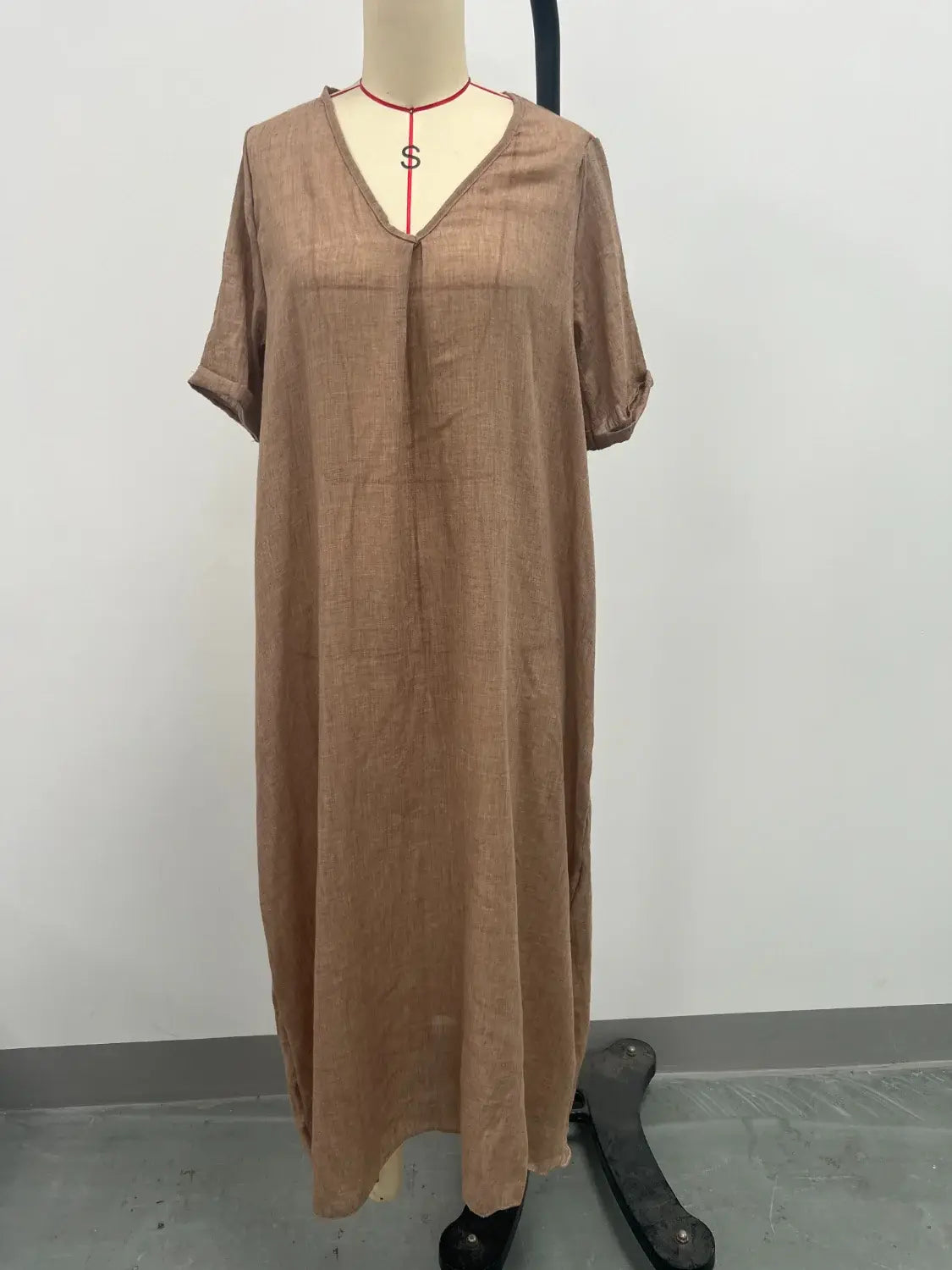 Full Size V-Neck Short Sleeve Midi Dress Plus Size - Trendsi - Flyclothing LLC