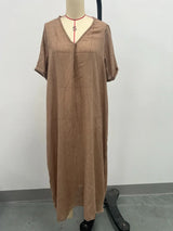 Full Size V-Neck Short Sleeve Midi Dress Plus Size - Trendsi - Flyclothing LLC