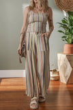 Striped Smocked Cami Top and Wide Leg Pants Set - Trendsi