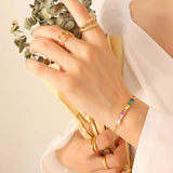 Contrast Zircon Titanium Steel Bracelet - Trendsi
