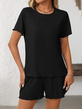 Mandy Round Neck Short Sleeve Top and Shorts Set - Trendsi - Flyclothing LLC