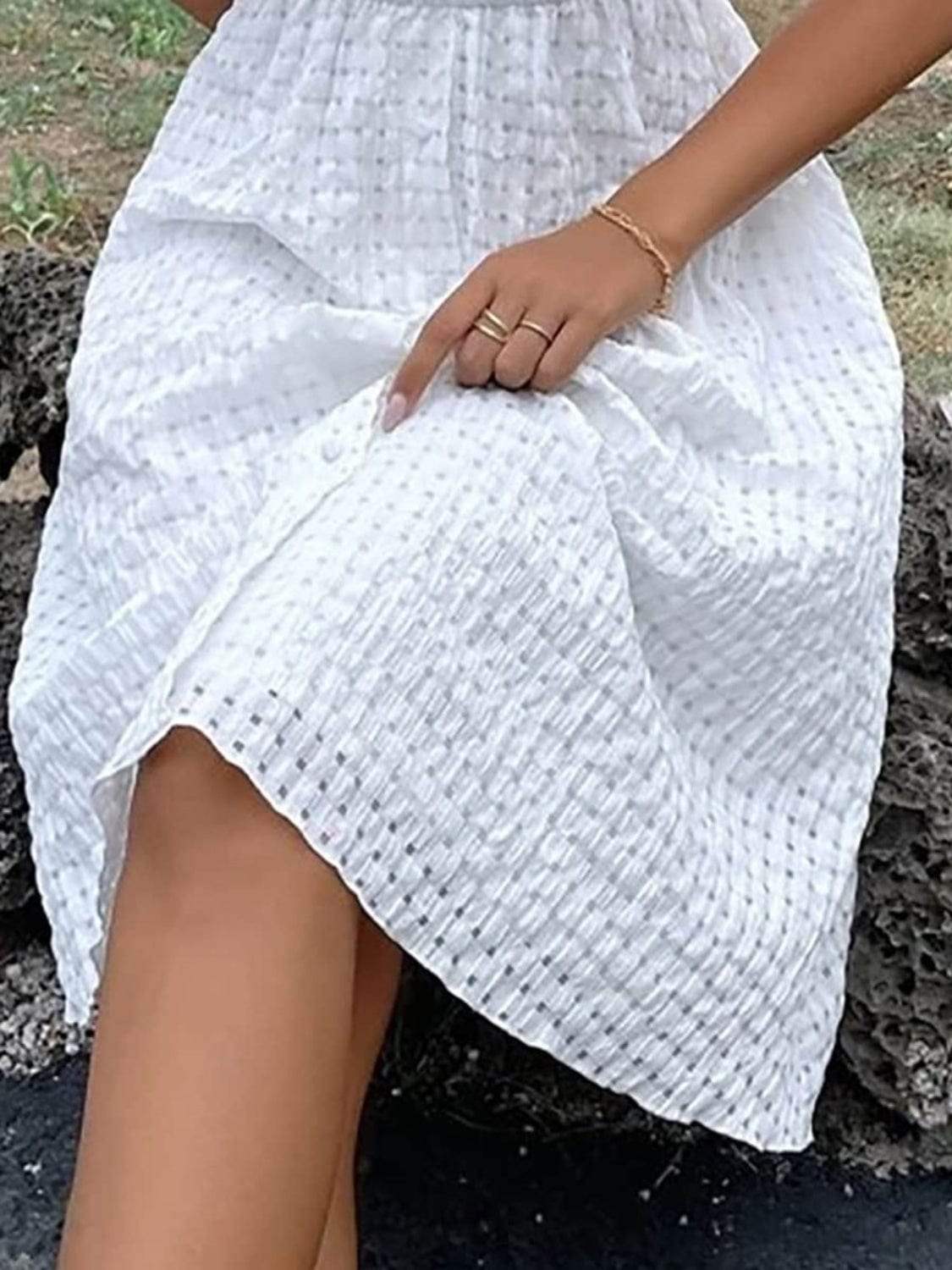 Textured Surplice Short Sleeve Dress - Trendsi - Flyclothing LLC