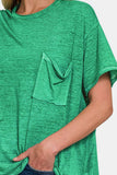 Zenana Pocketed Round Neck Dropped Shoulder T-Shirt - Trendsi - Flyclothing LLC