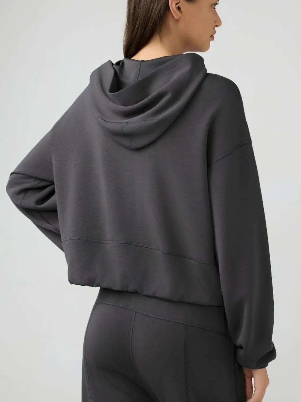 Zip Up Dropped Shouder Active Hooded - Trendsi - Flyclothing LLC