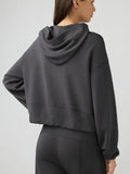 Zip Up Dropped Shouder Active Hooded - Trendsi