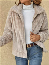 Full Size Zip-Up Long Sleeve Texture Jacket Plus Size - Trendsi - Flyclothing LLC