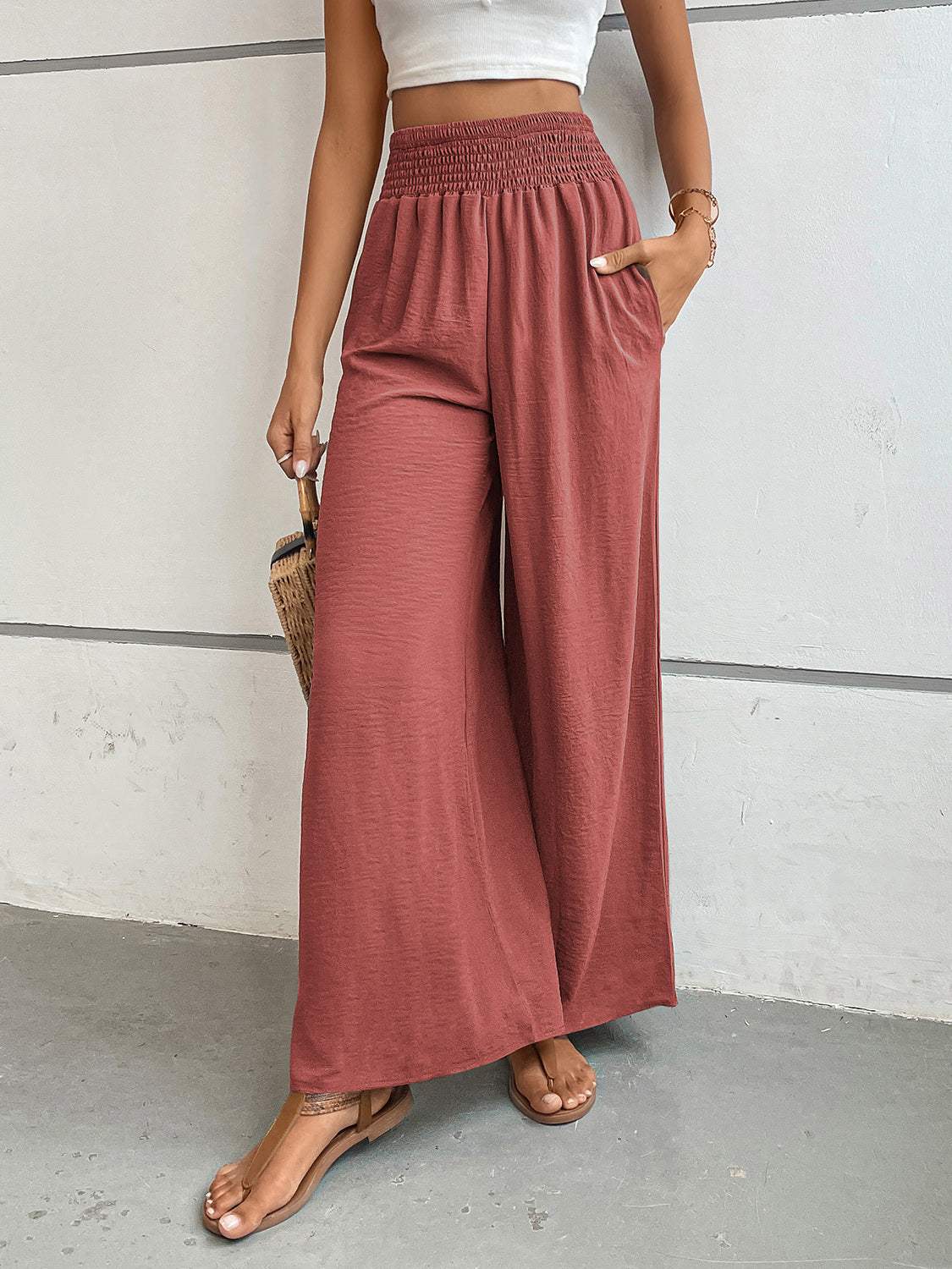 Perfee Wide Leg Pants with Pockets - Trendsi - Flyclothing LLC