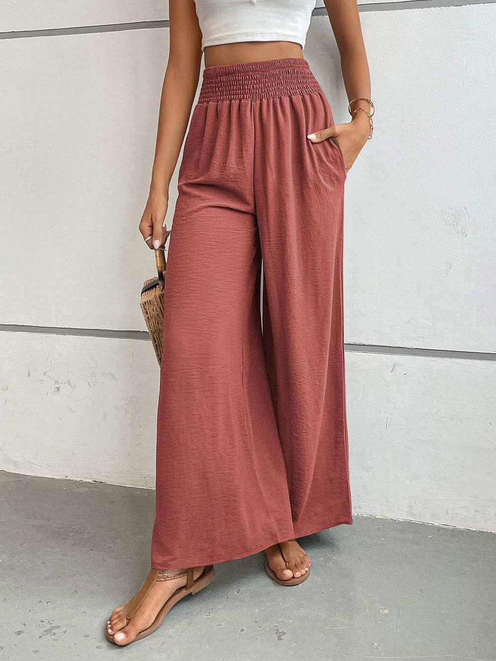 Perfee Wide Leg Pants with Pockets - Trendsi - Flyclothing LLC