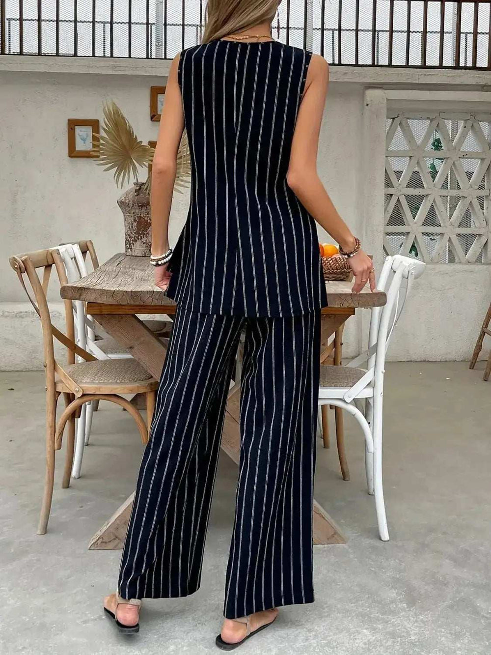 Striped Sleeveless Top and Pants Two-Piece Set - Trendsi - Flyclothing LLC