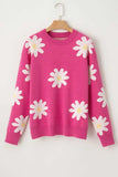 Daisy Round Neck Dropped Shoulder Sweater - Trendsi - Flyclothing LLC