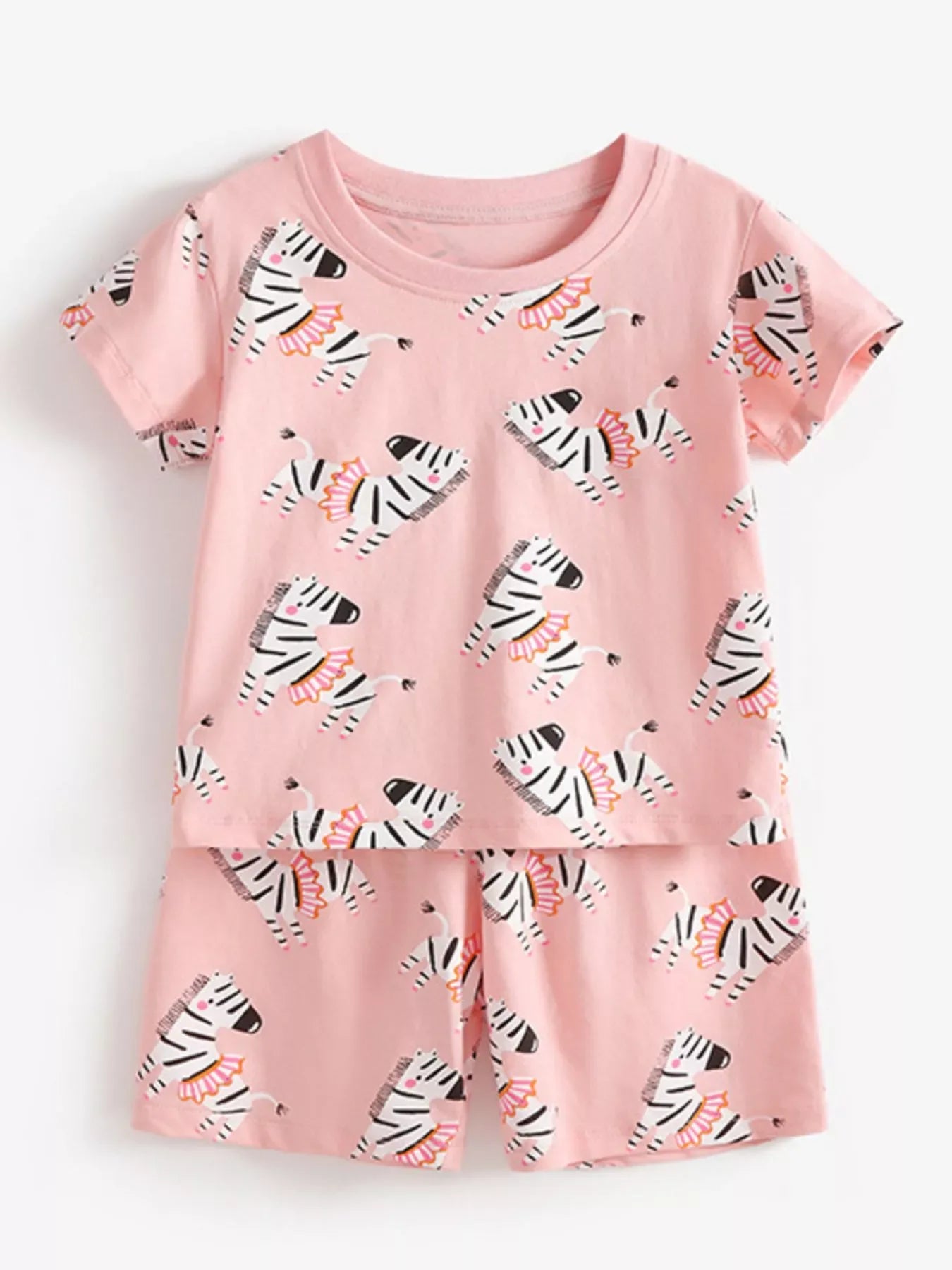 Children's Zebra Print Round Neck Top and Shorts Set - Trendsi - Flyclothing LLC