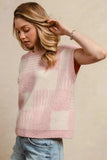 BiBi Checker With Stripes Pattern Sleeveless Sweater - Trendsi - Flyclothing LLC
