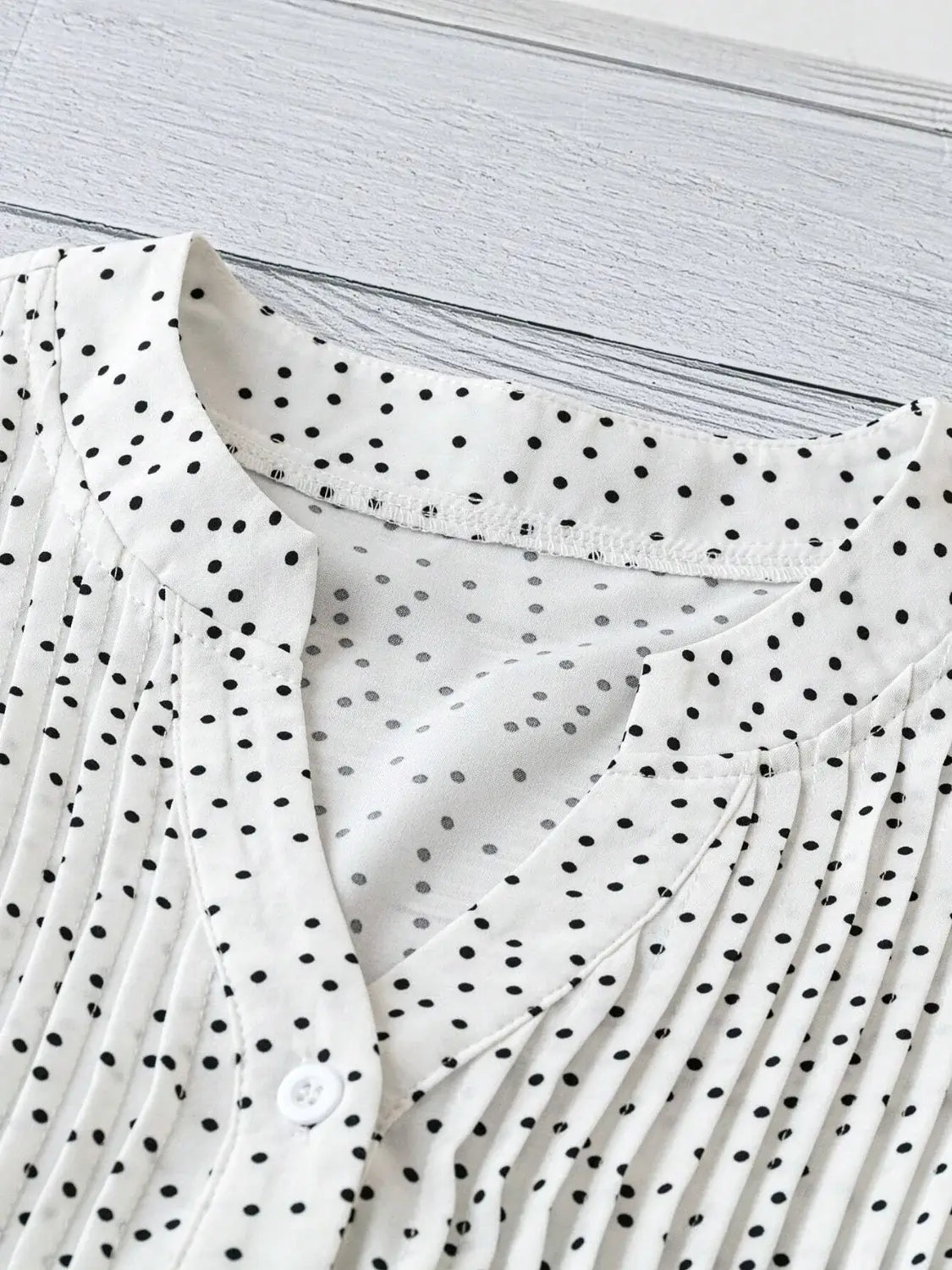 Polka Dot Notched Ruffled Cap Sleeve Blouse - Trendsi - Flyclothing LLC