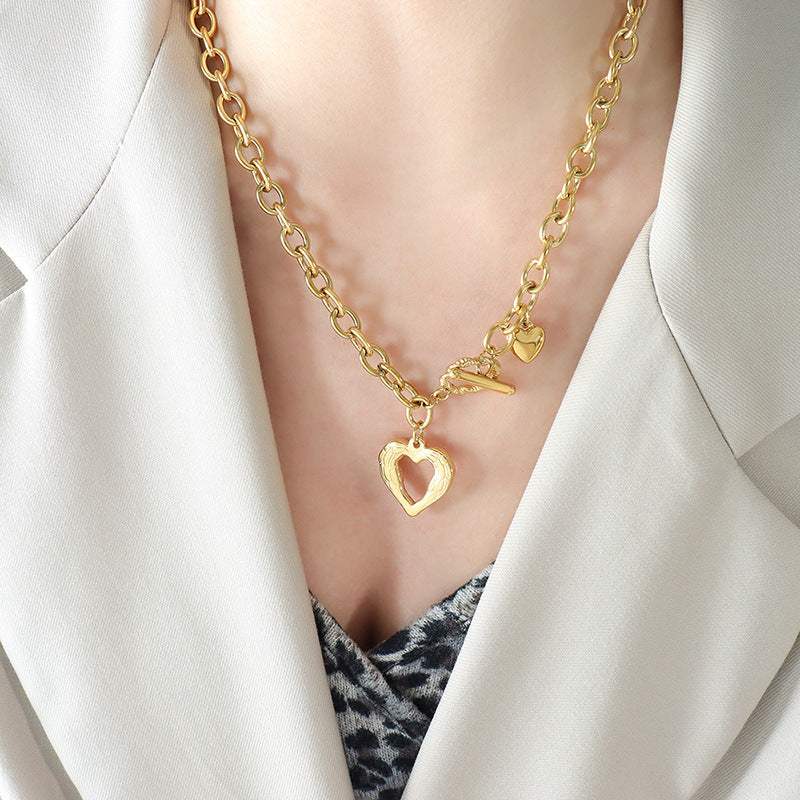 Titanium Steel Heart Pendant Necklace - Trendsi - Flyclothing LLC