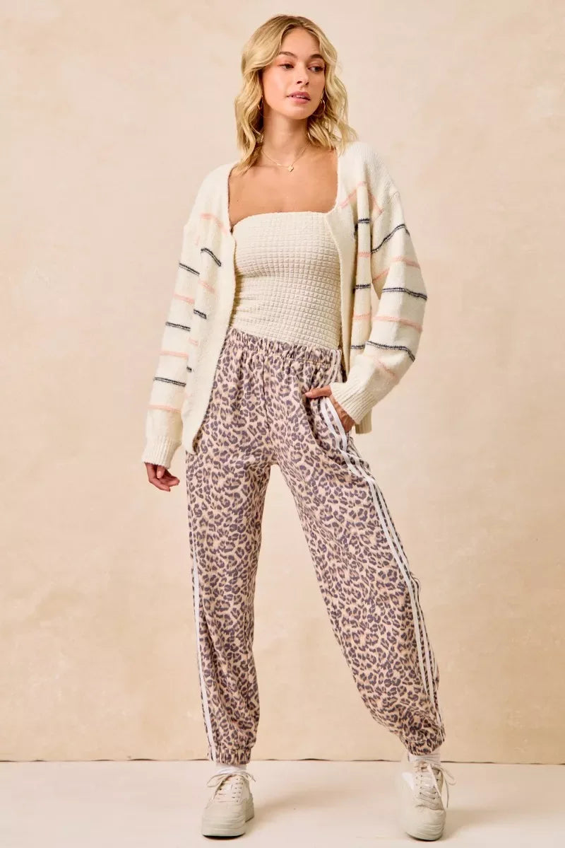 BiBi Side Lines Leopard Track Pants - Trendsi - Flyclothing LLC