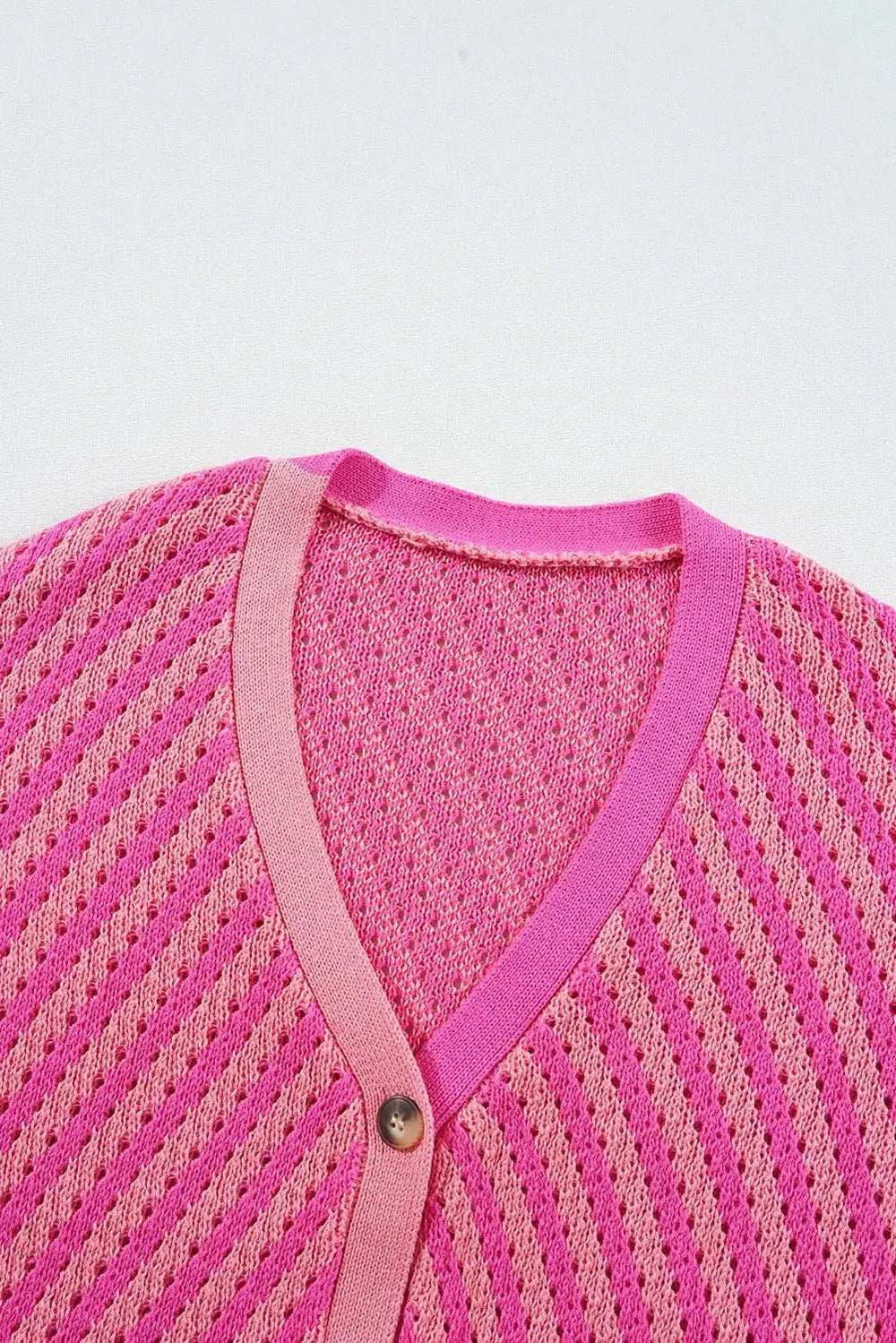 Striped V-Neck Button Up Cardigan - Trendsi - Flyclothing LLC