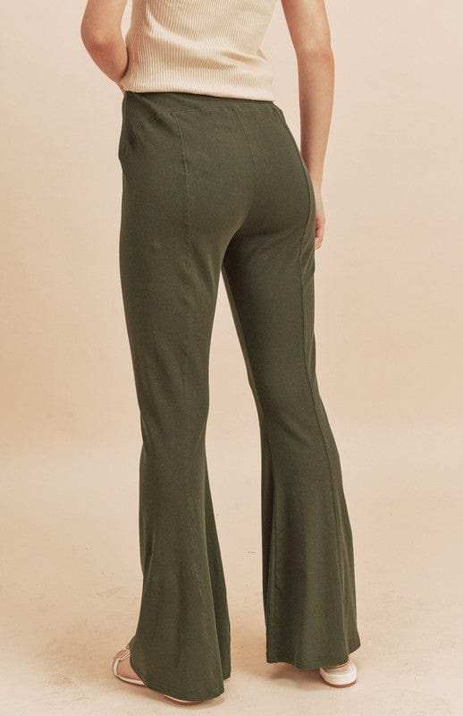 Aemi + Co High Waist Flare Pants - Trendsi - Flyclothing LLC
