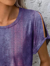 Printed Round Neck Short Sleeve T-Shirt - Trendsi - Flyclothing LLC