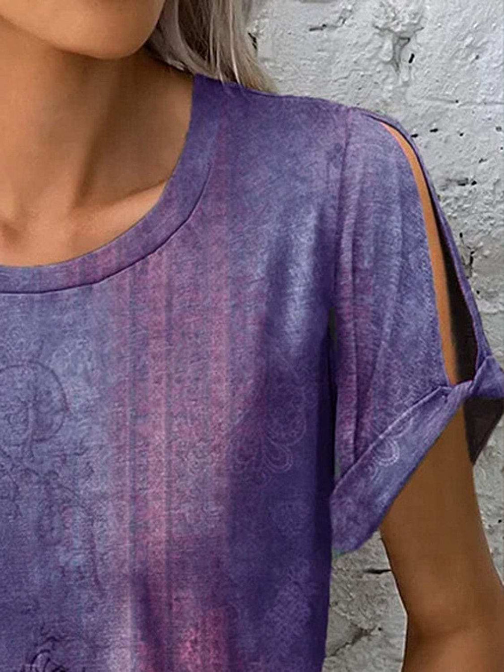 Printed Round Neck Short Sleeve T-Shirt - Trendsi - Flyclothing LLC