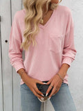 V-Neck Long Sleeve T-Shirt - Trendsi - Flyclothing LLC