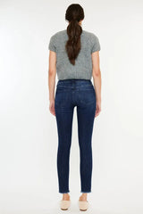 Kancan High-Rise Slim Fit Raw Hem Ankle Jeans - Trendsi - Flyclothing LLC