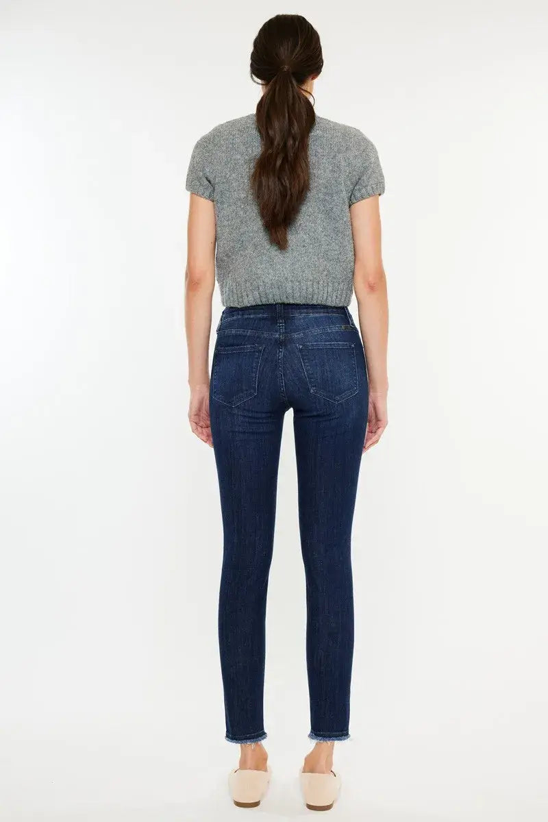 Kancan High-Rise Slim Fit Raw Hem Ankle Jeans - Trendsi - Flyclothing LLC