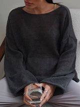 Boat Neck Dropped Shoulder Sweater - Trendsi - Flyclothing LLC