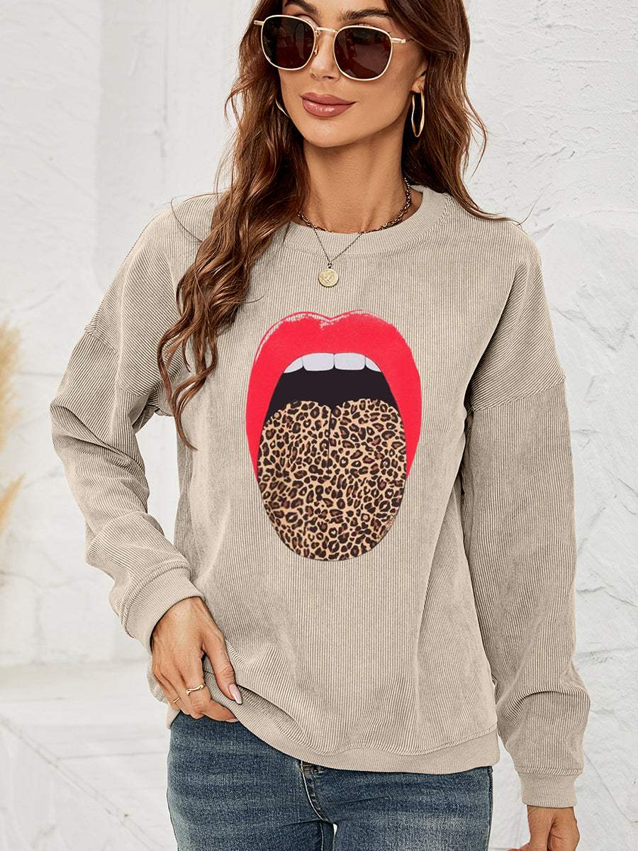 Round Neck Dropped Shoulder MAMA Graphic Sweatshirt - Trendsi - Flyclothing LLC