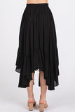Mittoshop Handkerchief Hem Elastic Waist Pocket Midi Skirt - Trendsi
