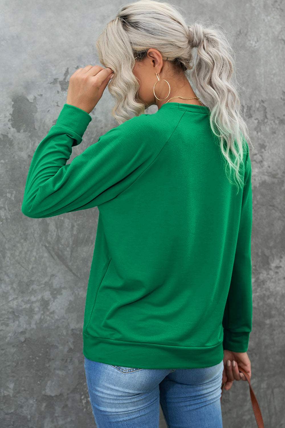 Round Neck Long Sleeve Sweatshirt - Trendsi - Flyclothing LLC