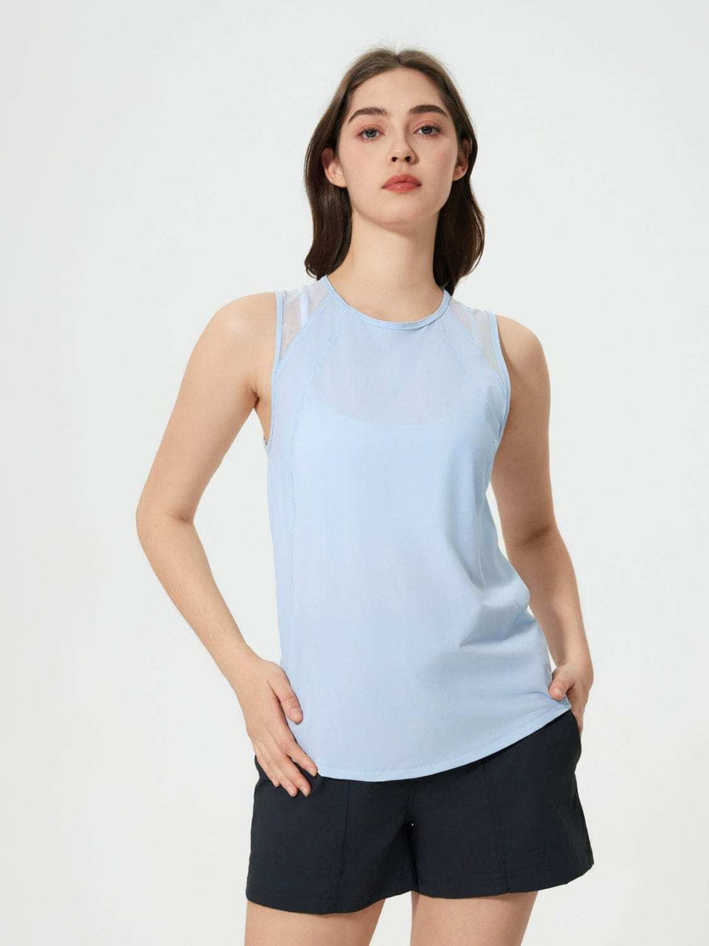 Millennia Cutout Back Round Neck Active Tank - Trendsi - Flyclothing LLC