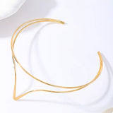 Double Layer V-Shaped Choker Necklace - Trendsi - Flyclothing LLC