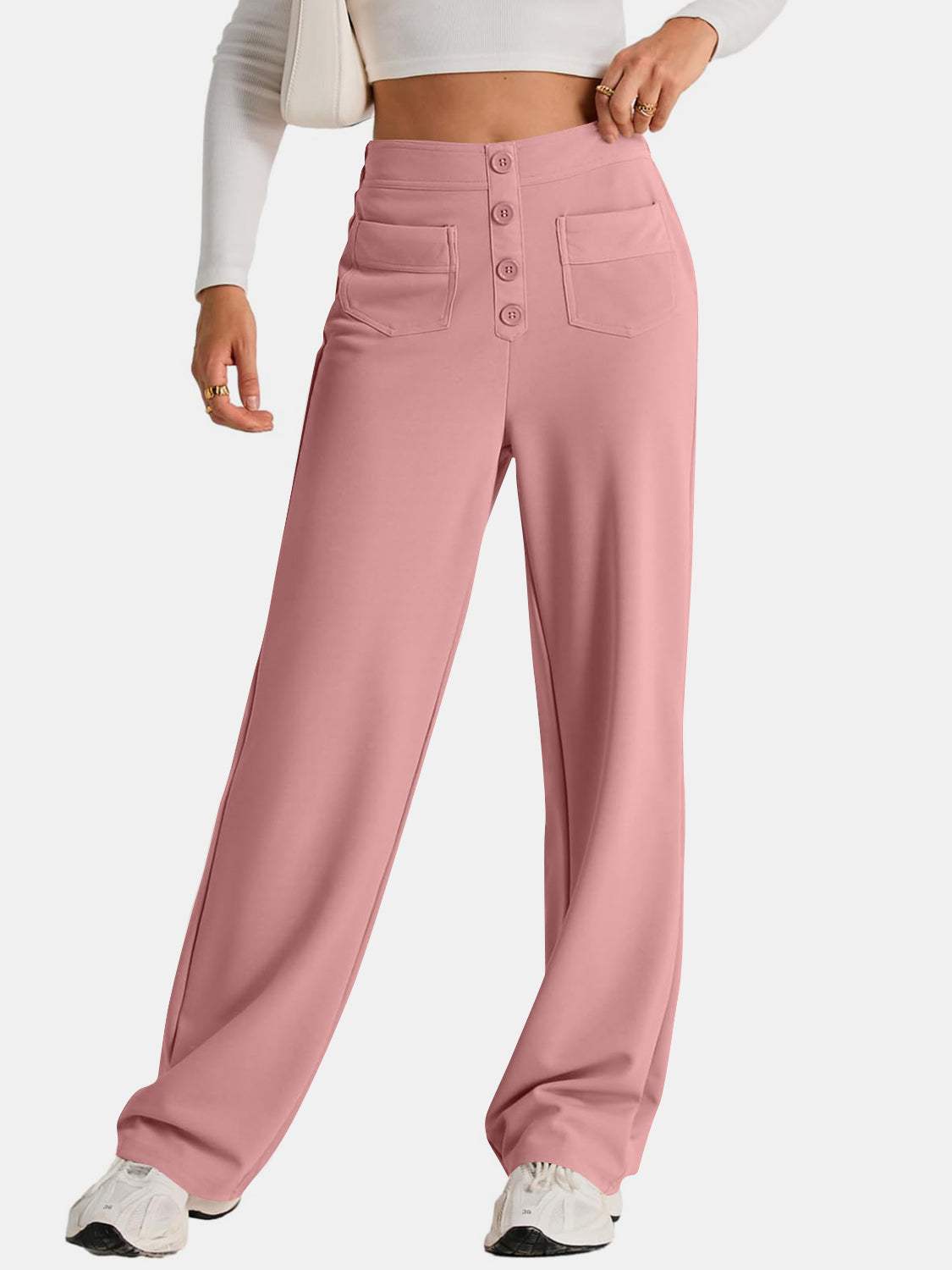 High Waist Wide Leg Pants - Trendsi - Flyclothing LLC