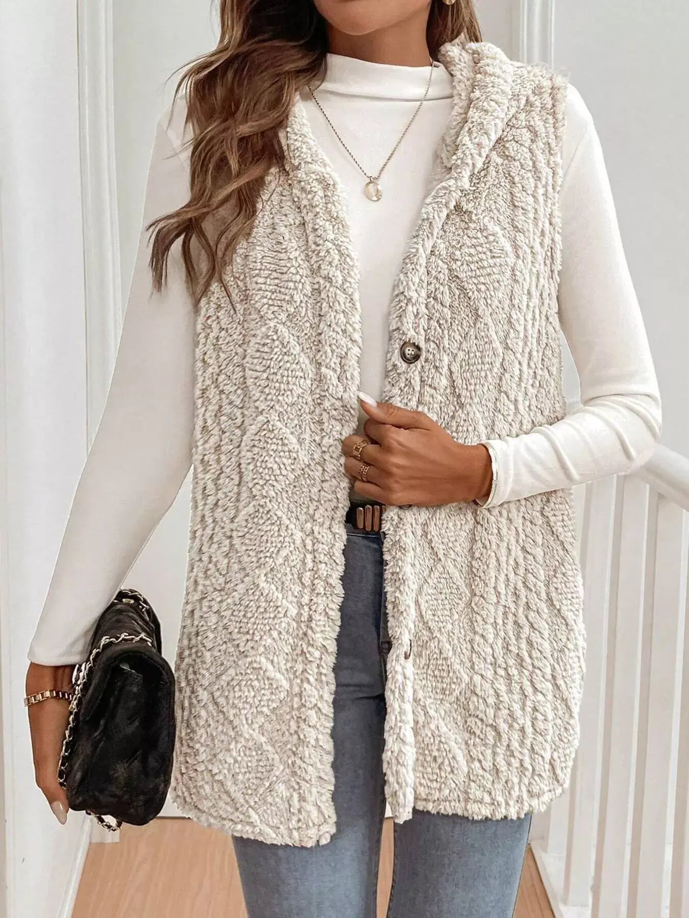 Cozy Sherpa Fleece Hooded Vest Coat - Trendsi - Flyclothing LLC