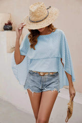 Swiss Dot Round Neck Blouse - Trendsi - Flyclothing LLC