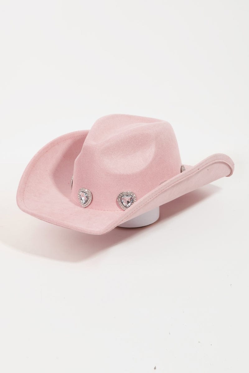Fame Rhinestone Pave Heart Cowboy Hat - Trendsi