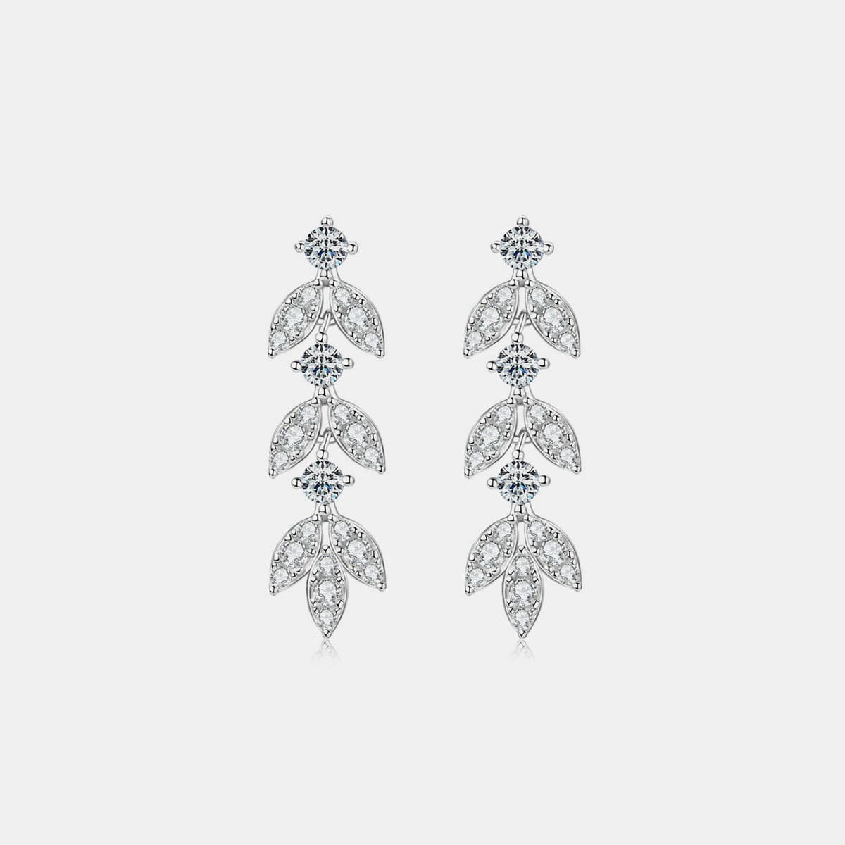 925 Sterling Silver Moissanite Leaf Earrings - Trendsi - Flyclothing LLC