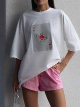 Graphic Round Neck Half Sleeve T-Shirt - Trendsi - Flyclothing LLC