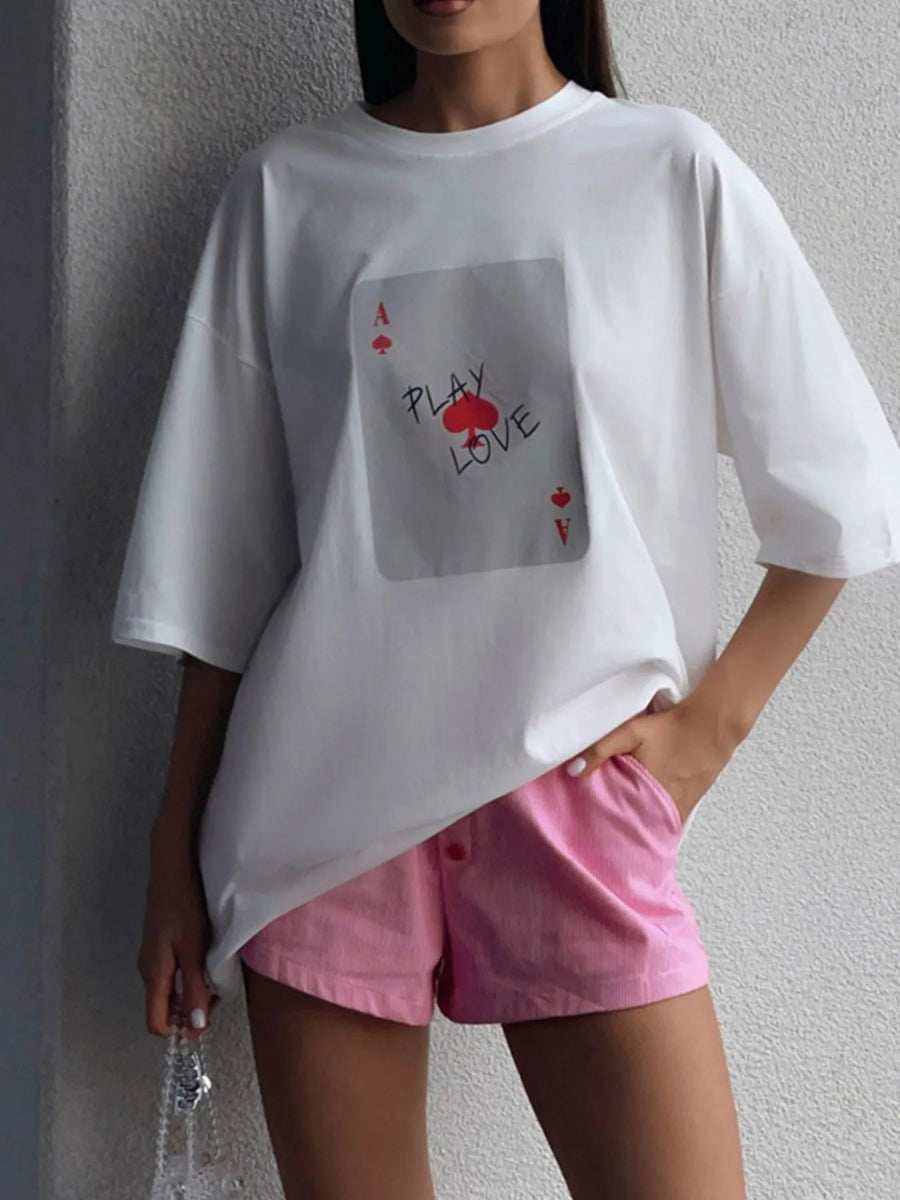 Graphic Round Neck Half Sleeve T-Shirt - Trendsi - Flyclothing LLC