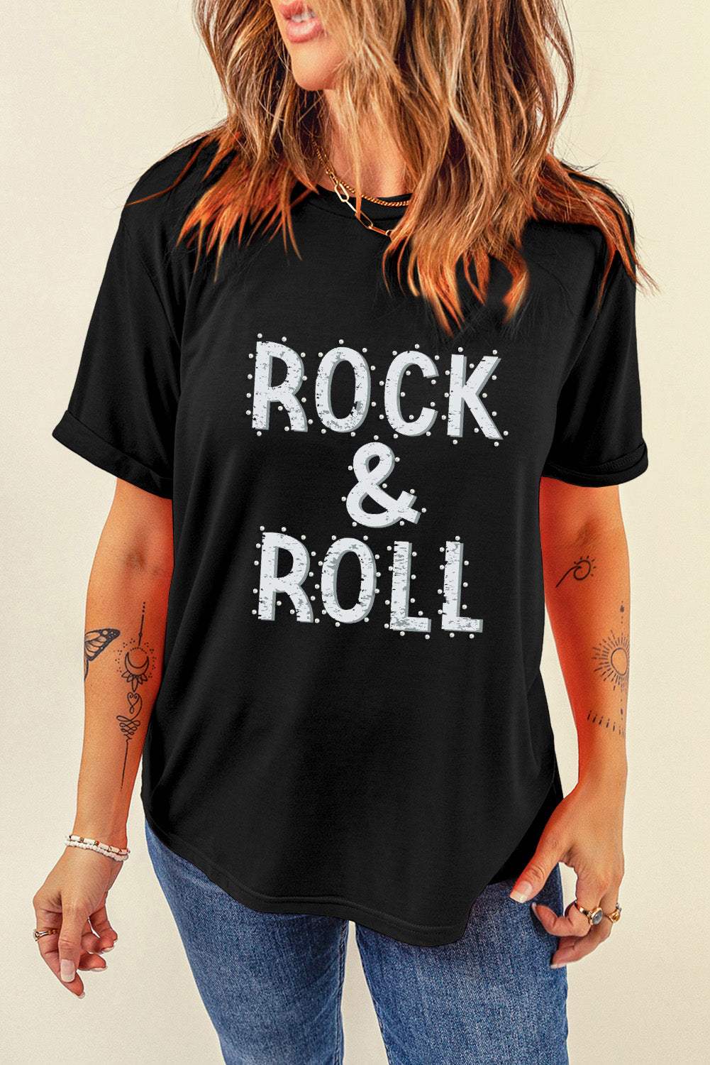 Letter Graphic Round Neck Short Sleeve T-Shirt - Trendsi - Flyclothing LLC