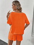 V-Neck Half Sleeve Top and Shorts Set - Trendsi - Flyclothing LLC