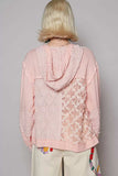 POL Exposed Seam Button Down Hooded Jacket with Lace Detail - Trendsi - Flyclothing LLC