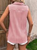 Button Up Collared Neck Tank - Trendsi - Flyclothing LLC