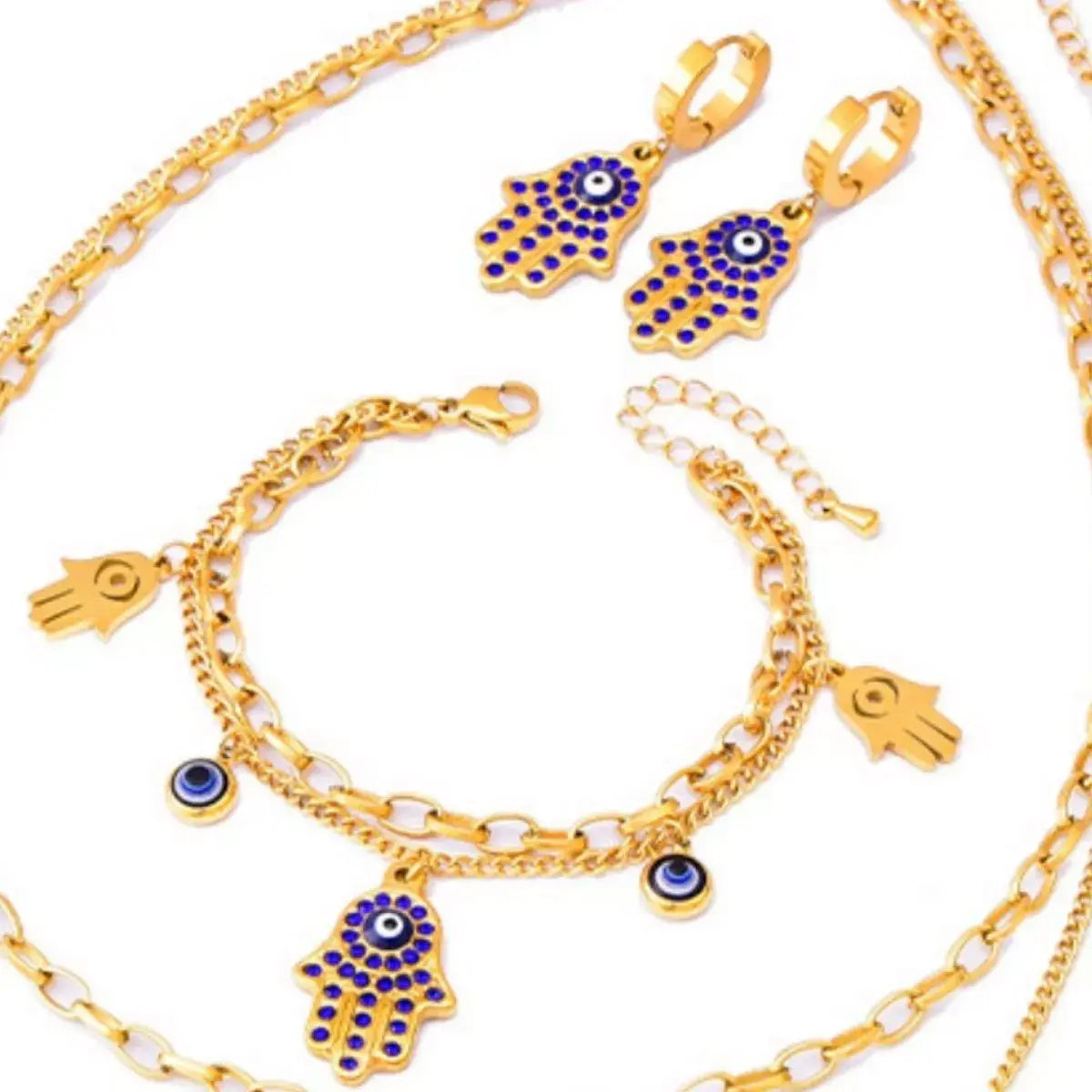 18K Gold-Plated Hand Charm Jewelry Set - Trendsi - Flyclothing LLC