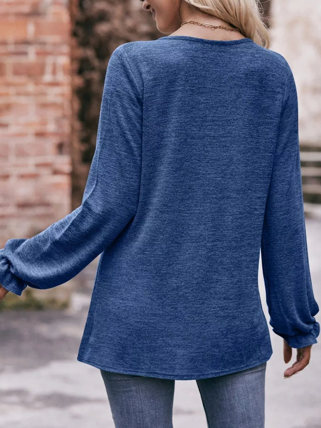 Ruffle Cuff Long Sleeve T-Shirt - Trendsi - Flyclothing LLC