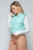 Snobbish Snap Down Quilted Crop Vest - Trendsi - Flyclothing LLC