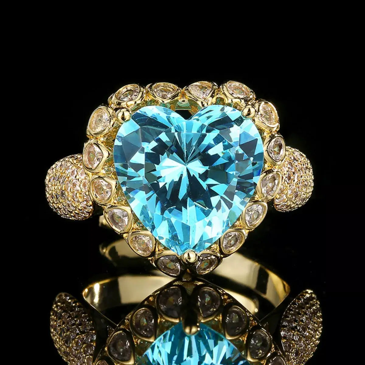 18K Gold-Plated Heart-Shaped Ring - Trendsi - Flyclothing LLC