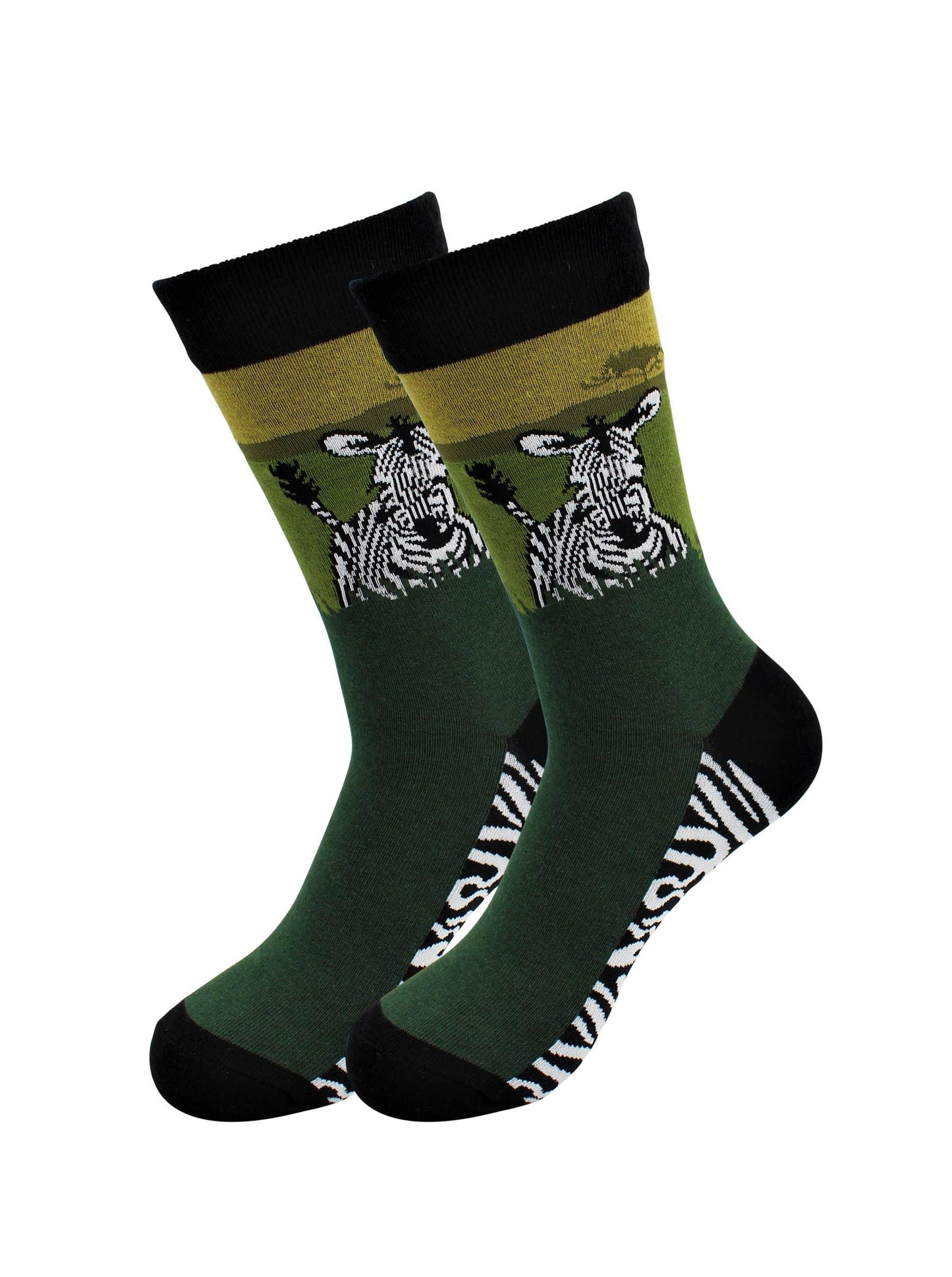 Zebra in Grass Socks - Comfy Cotton for Men & Women - Real Sic - Flyclothing LLC